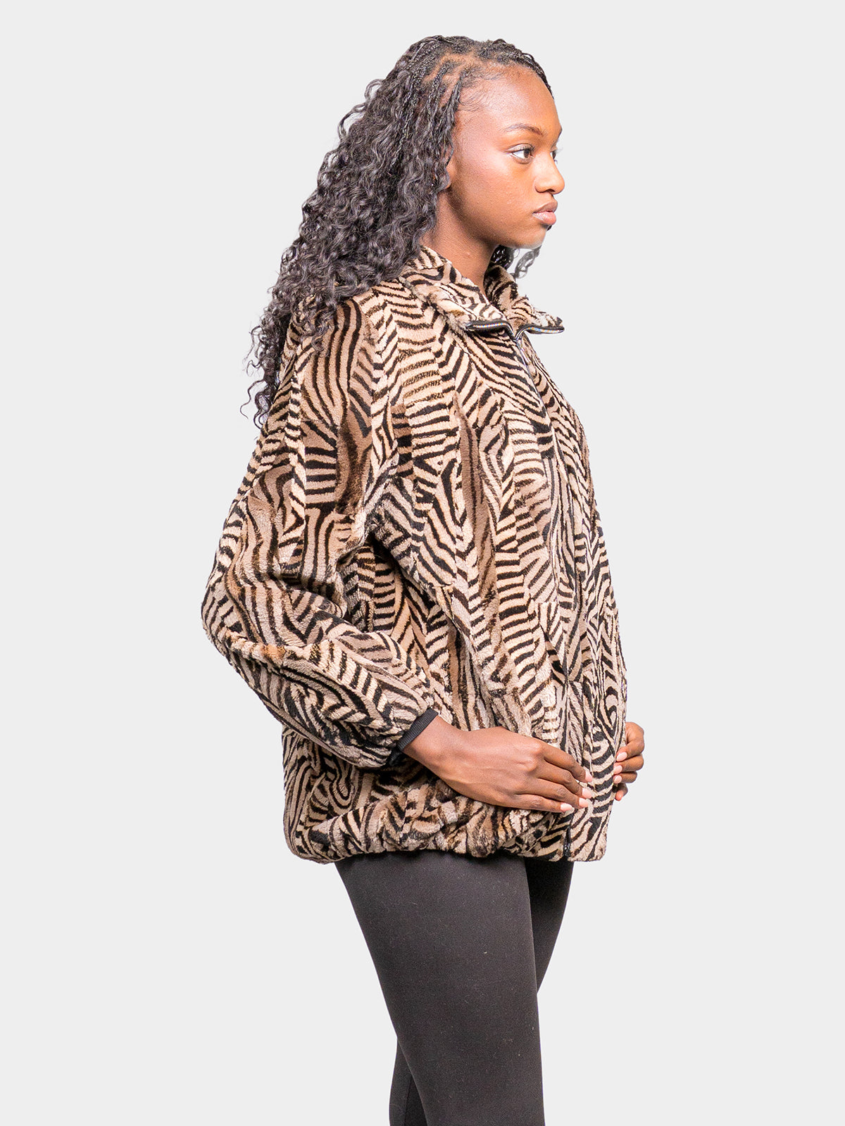 Women's Animal Print Beaver Sections Bomber