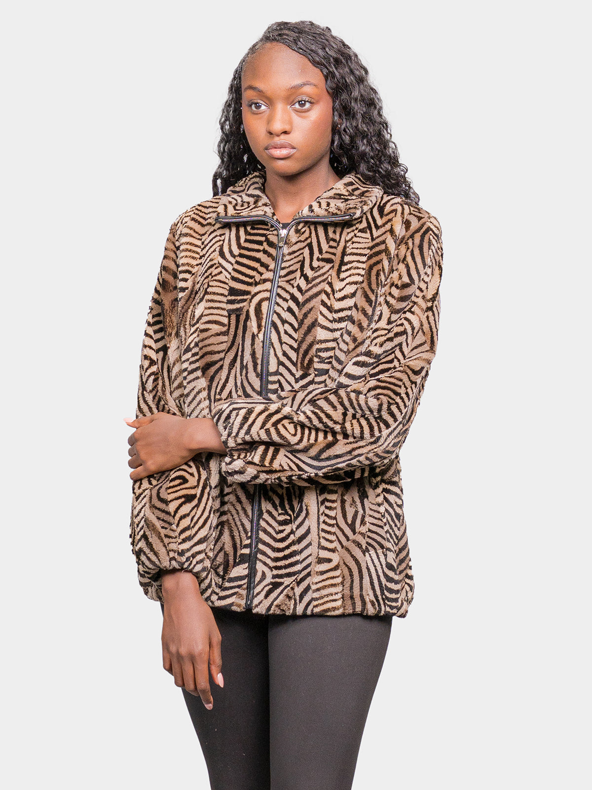 Women's Animal Print Beaver Sections Bomber