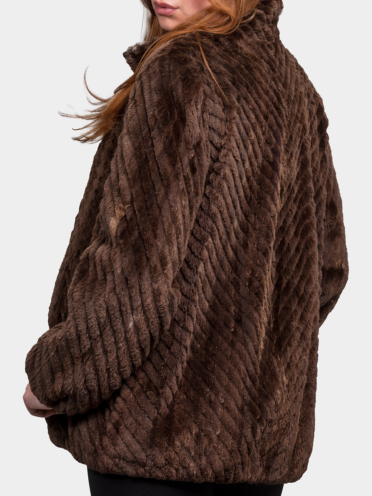 Women's Brown Sheared Beaver Sections Bomber