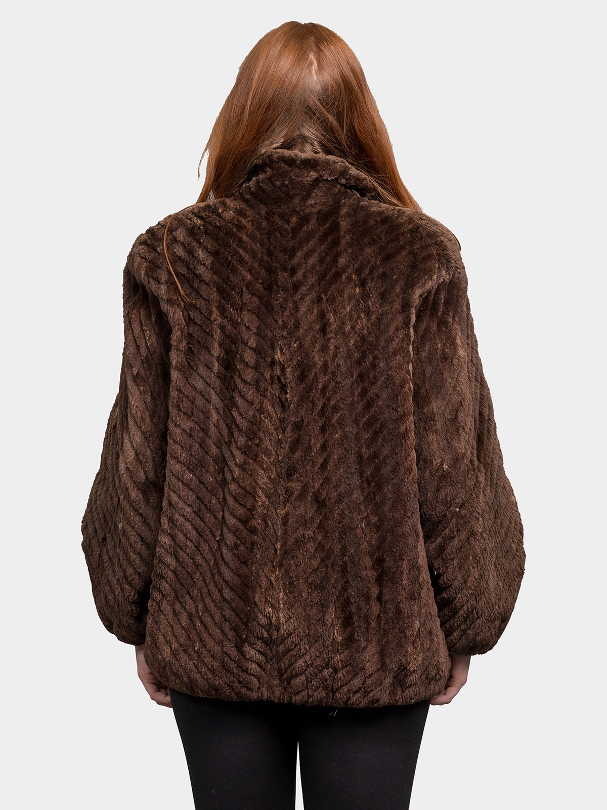 Women's Brown Sheared Beaver Sections Bomber
