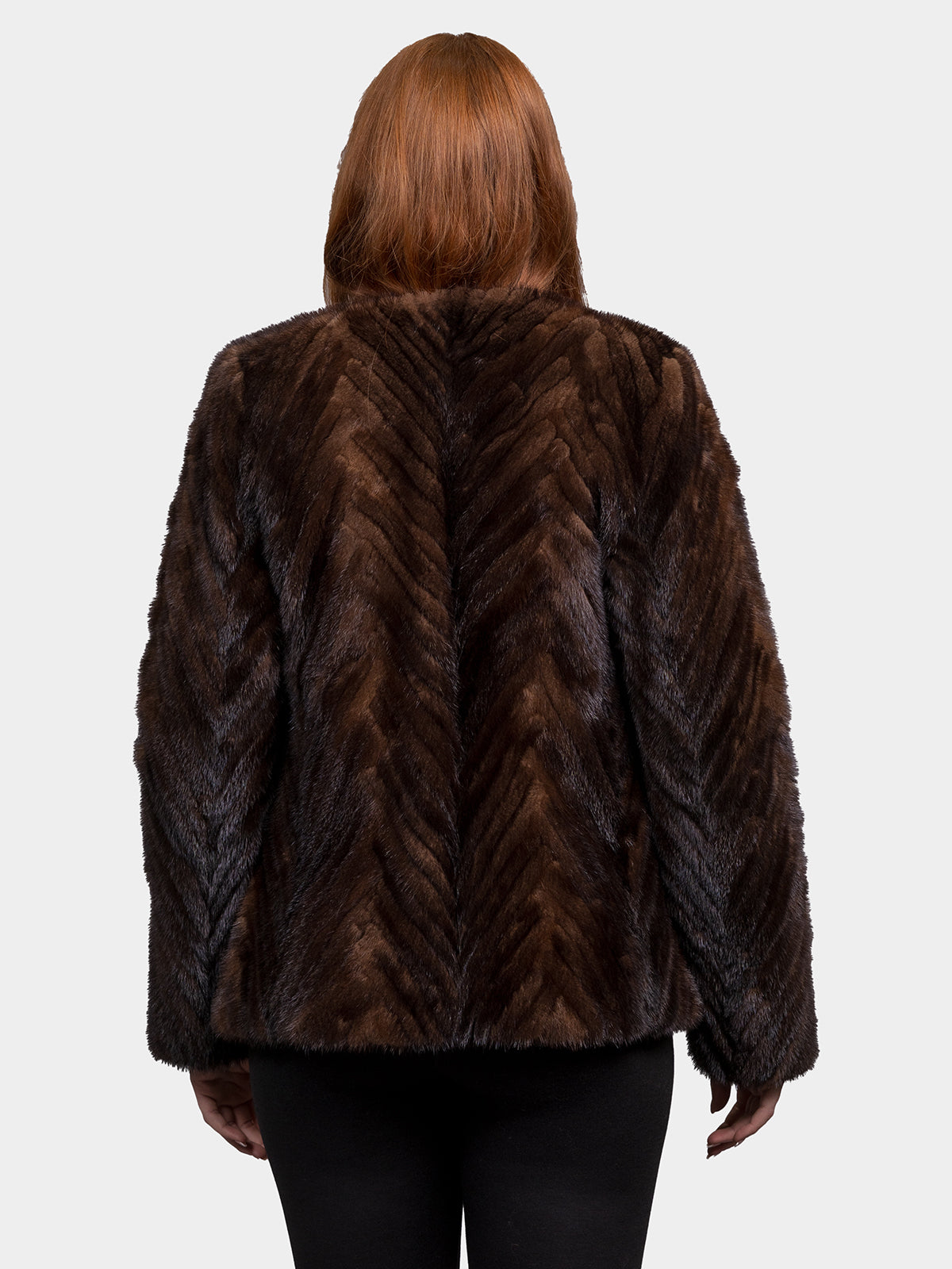 Women's Mahogany Chevron Mink Jacket