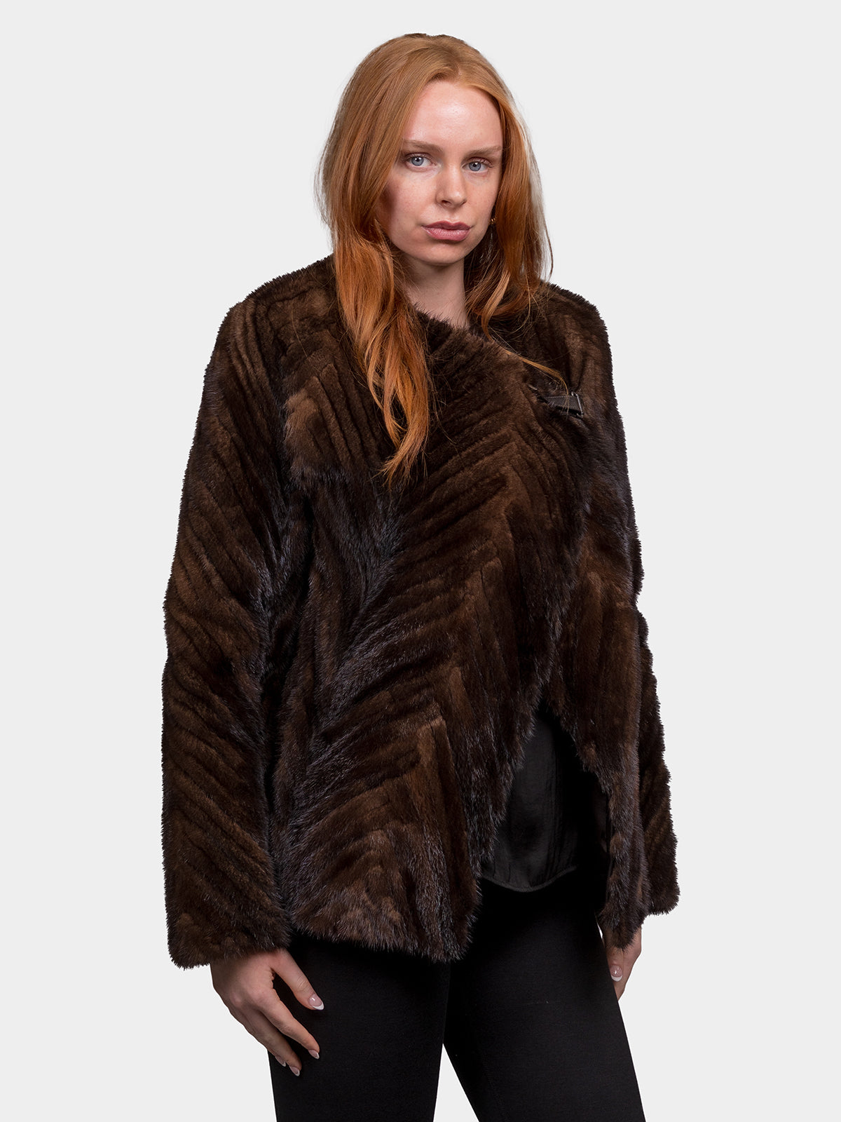 Women's Mahogany Chevron Mink Jacket