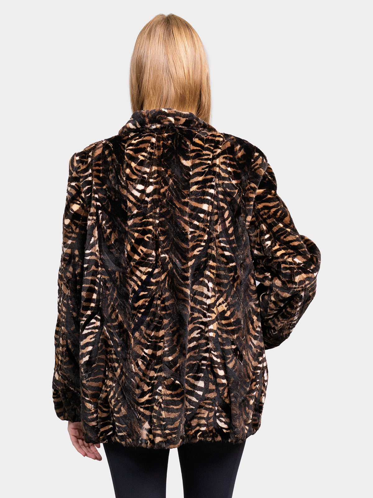 Women's Animal Print Sculptured Sheared Mink