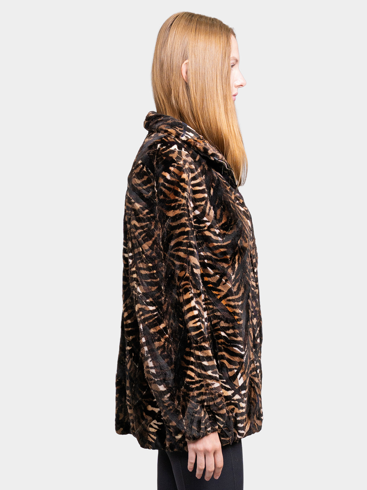 Women's Animal Print Sculptured Sheared Mink