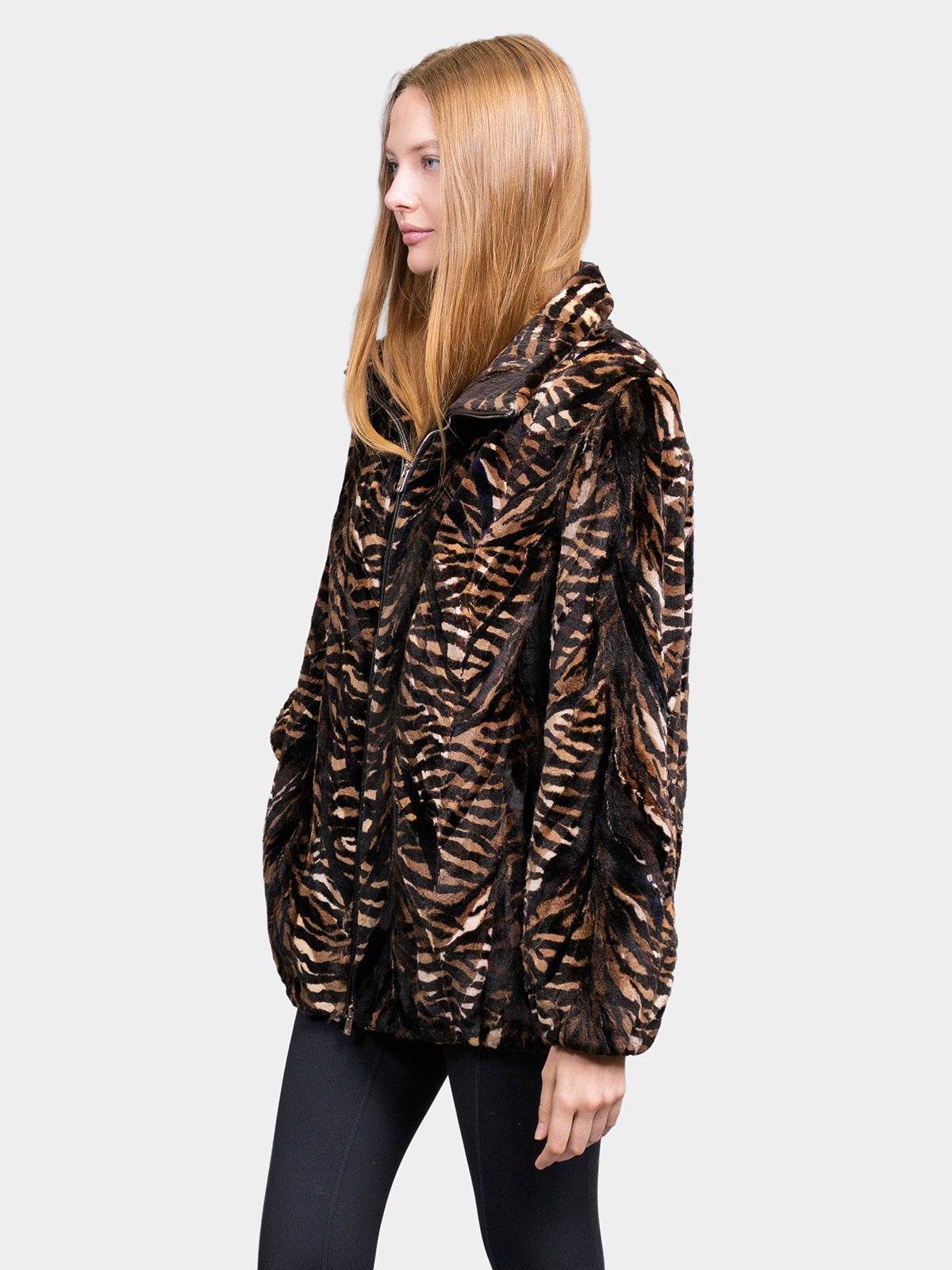 Women's Animal Print Sculptured Sheared Mink