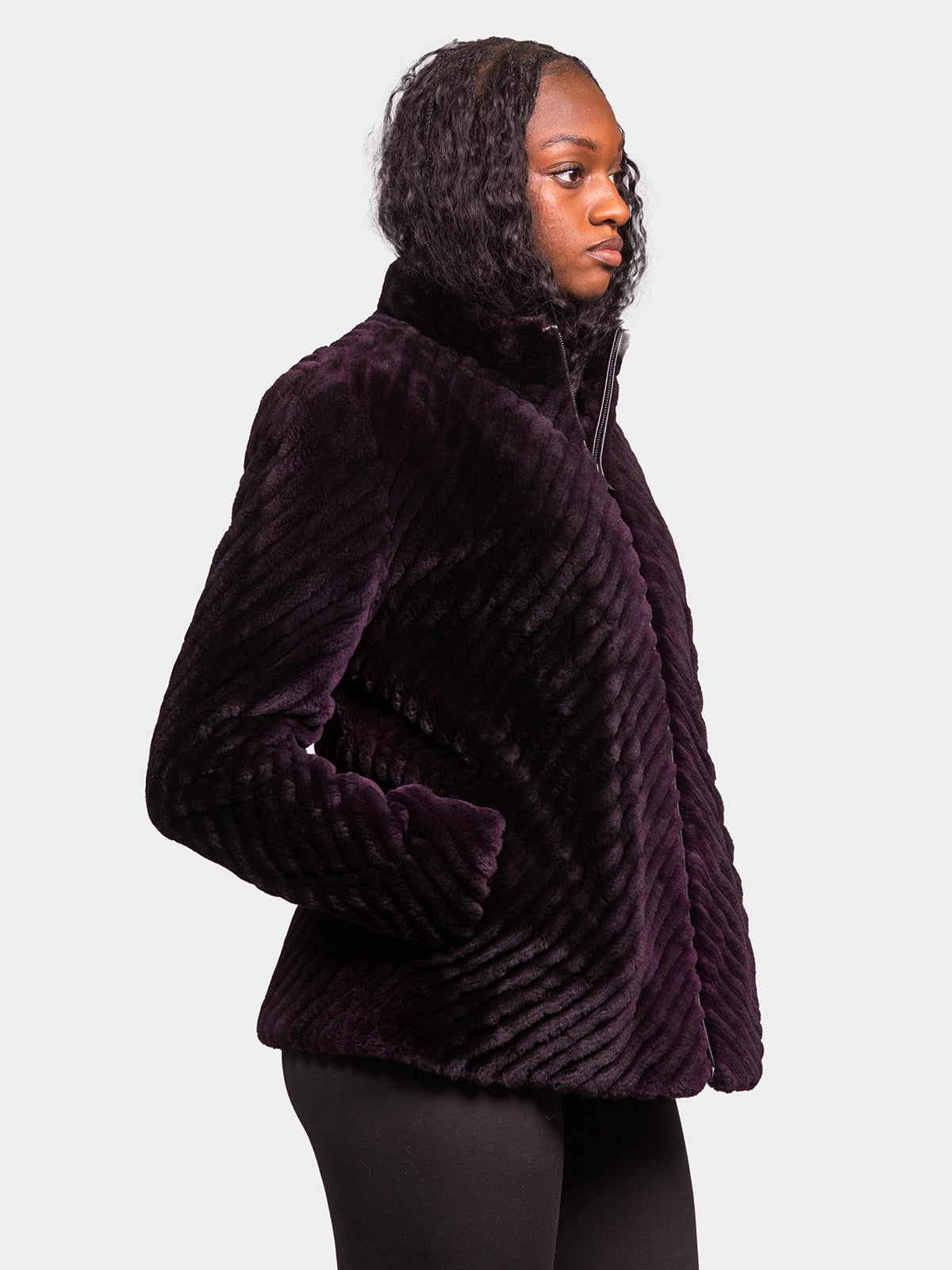 Women's Amethyst Grooved Sheared Beaver Jacket