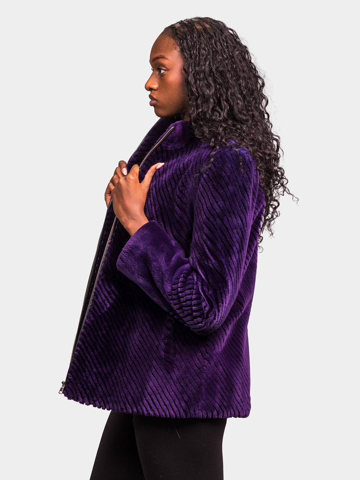 Women's Purple Carved Sheared Beaver Jacket