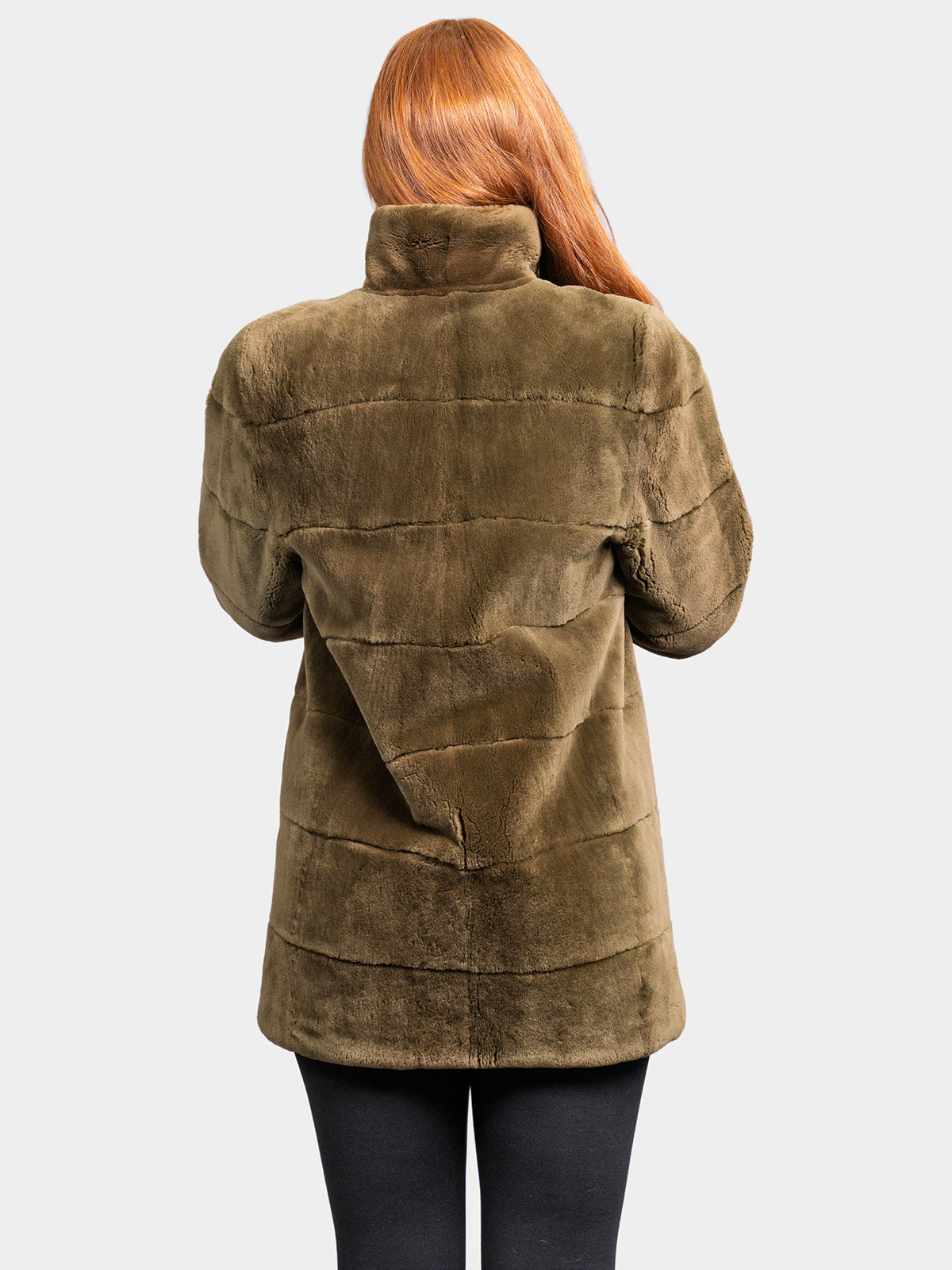 Women's Army Green Sheared Beaver Jacket
