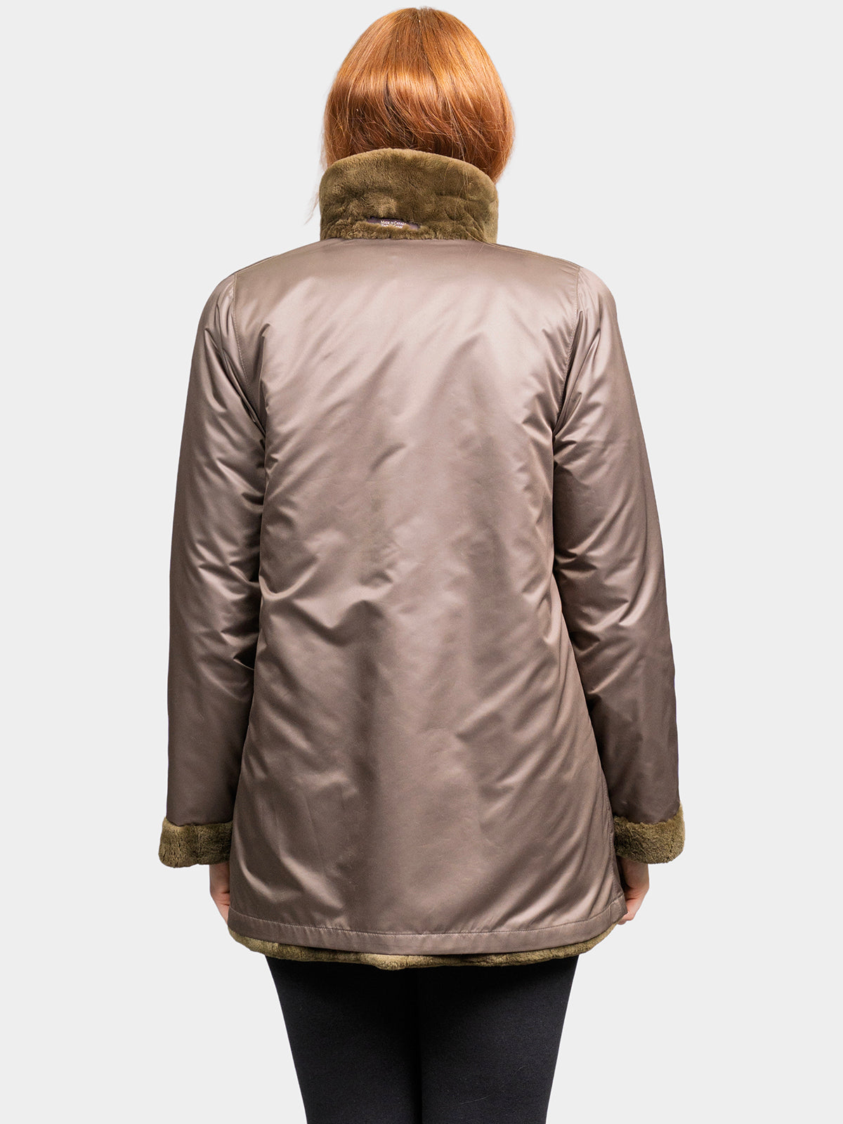 Women's Army Green Sheared Beaver Jacket