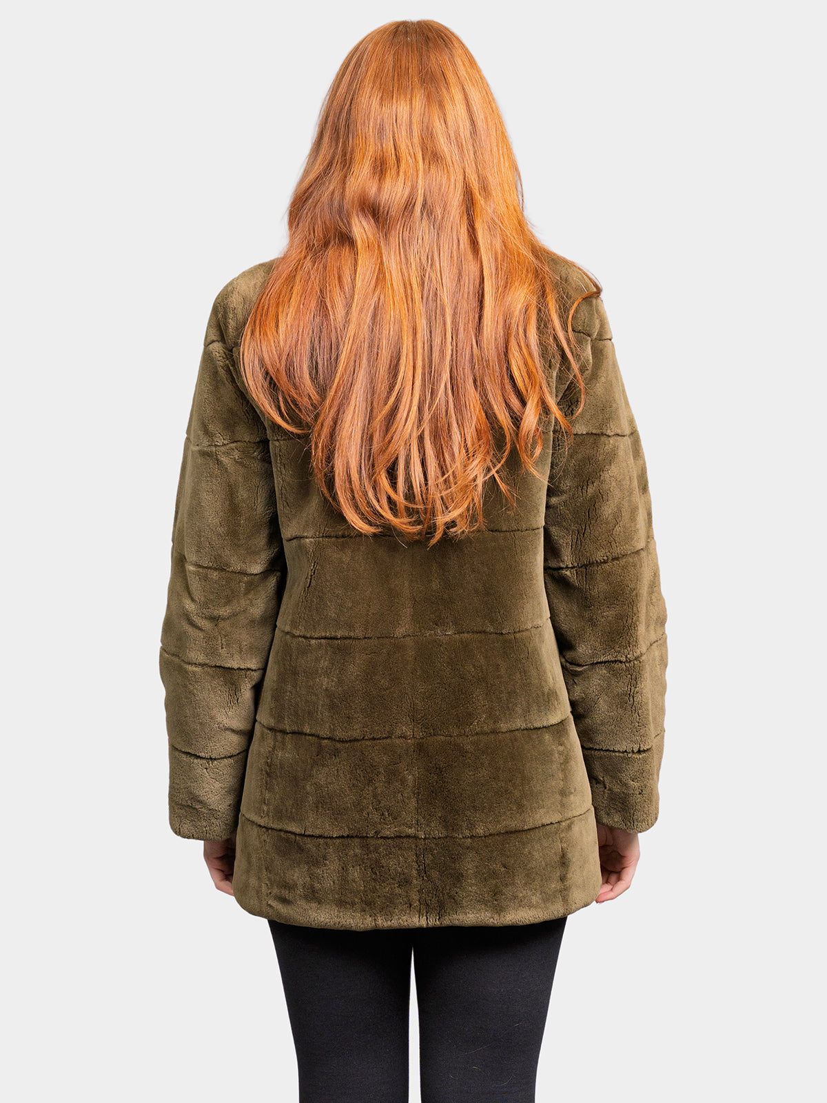 Women's Army Green Sheared Beaver Jacket