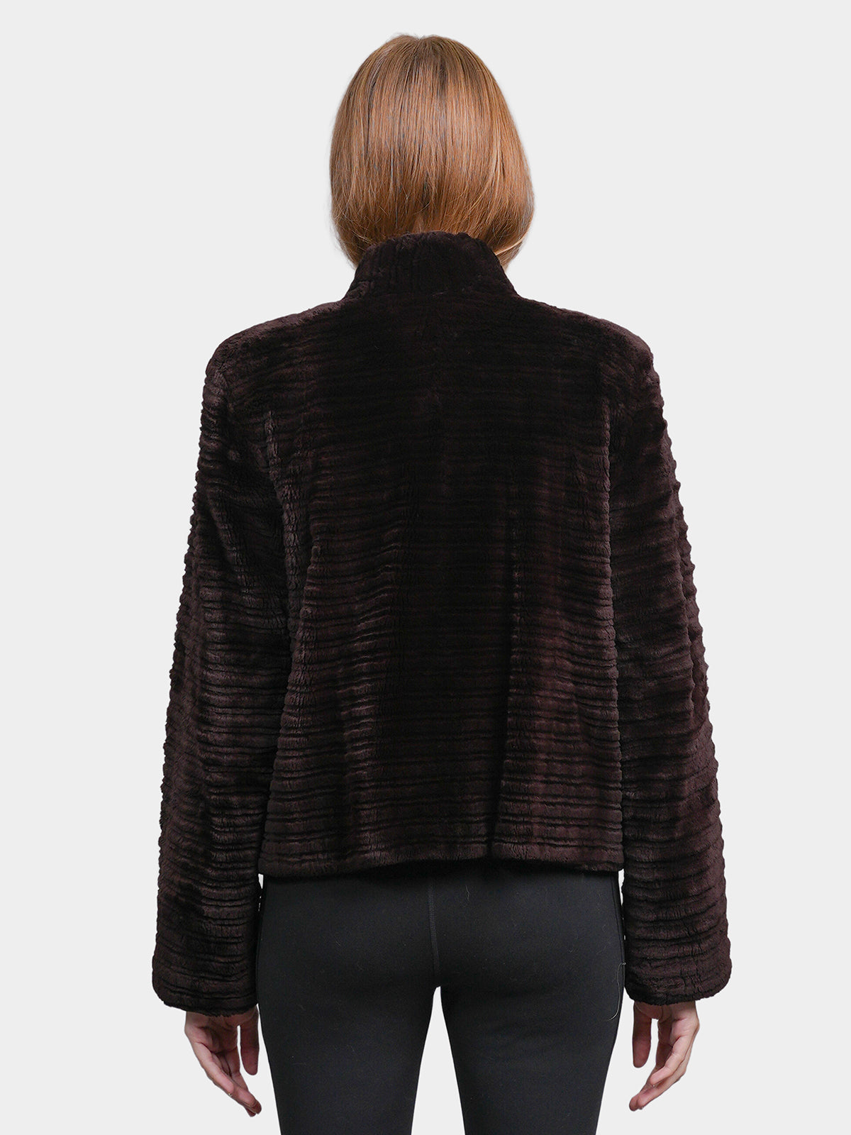 Women's Brown Grooved Sheared Beaver Jacket