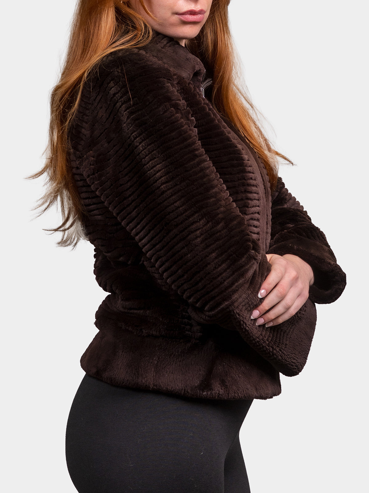 Women's Brown Carved Sheared Beaver Jacket