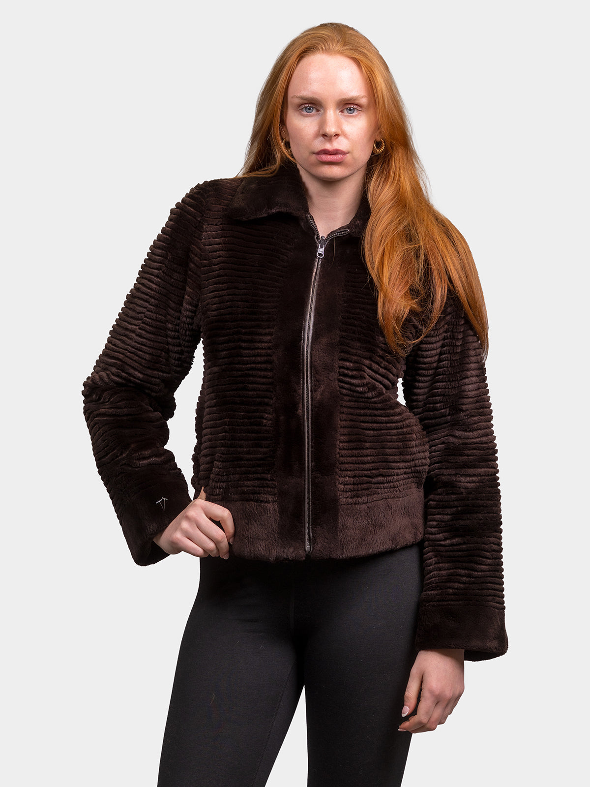 Women's Brown Carved Sheared Beaver Jacket