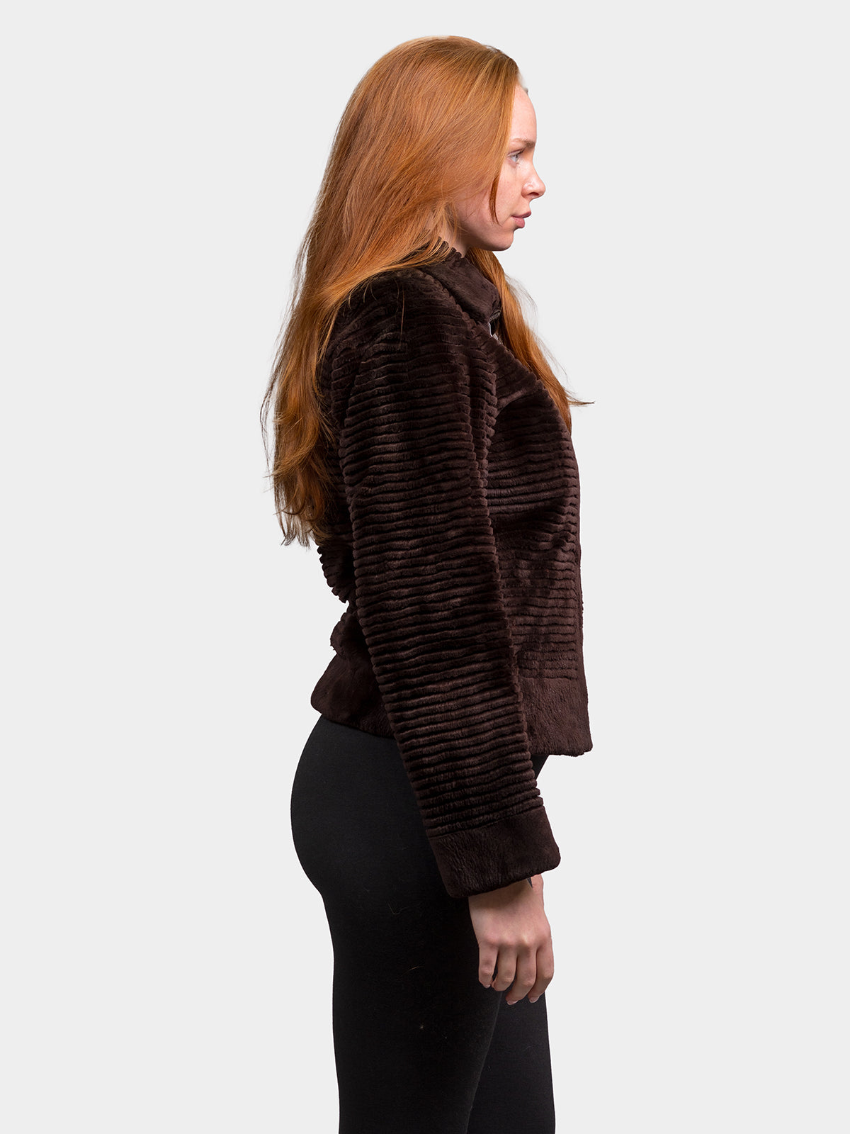 Women's Brown Carved Sheared Beaver Jacket
