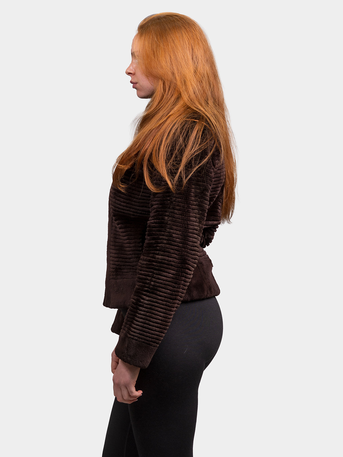 Women's Brown Carved Sheared Beaver Jacket