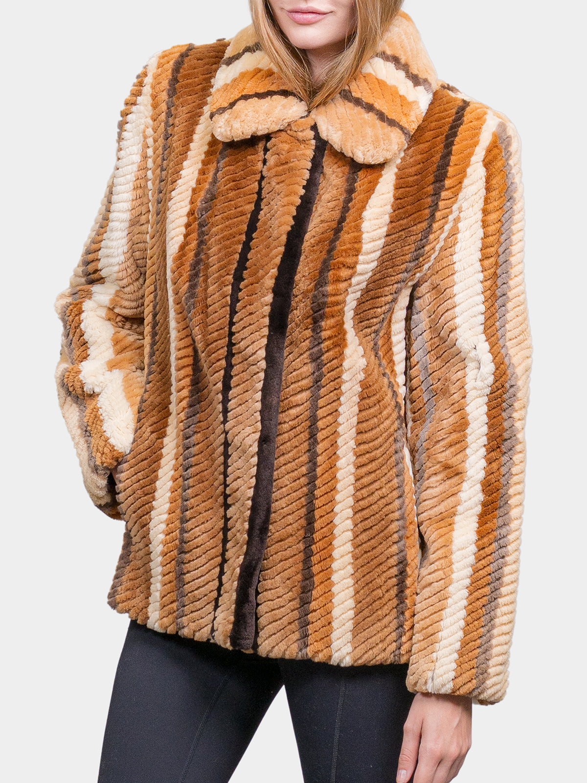 Women's Striped Antique Sheared Beaver Jacket