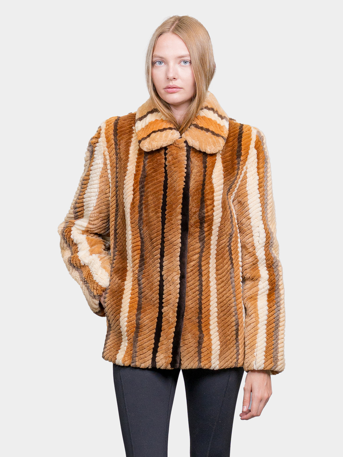 Women's Striped Antique Sheared Beaver Jacket