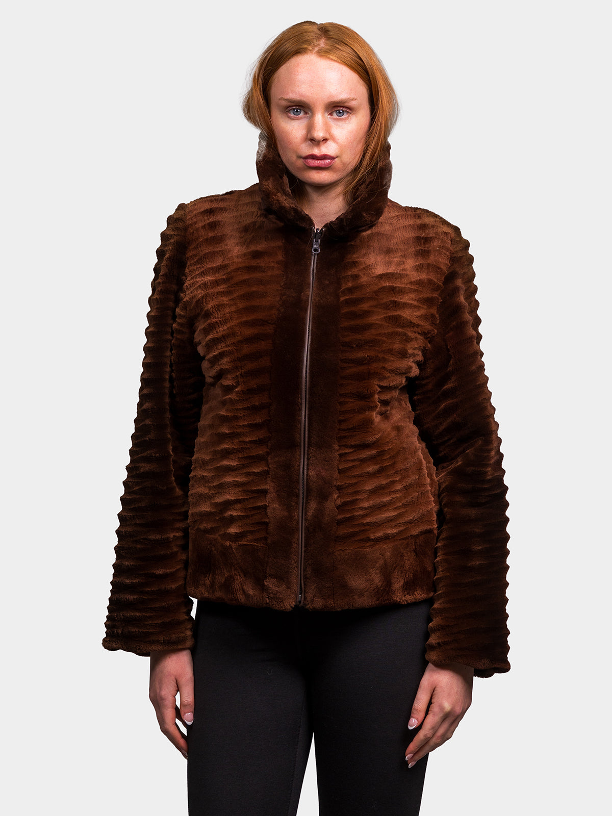 Women's Ombre Bark Carved Sheared Beaver Jacket