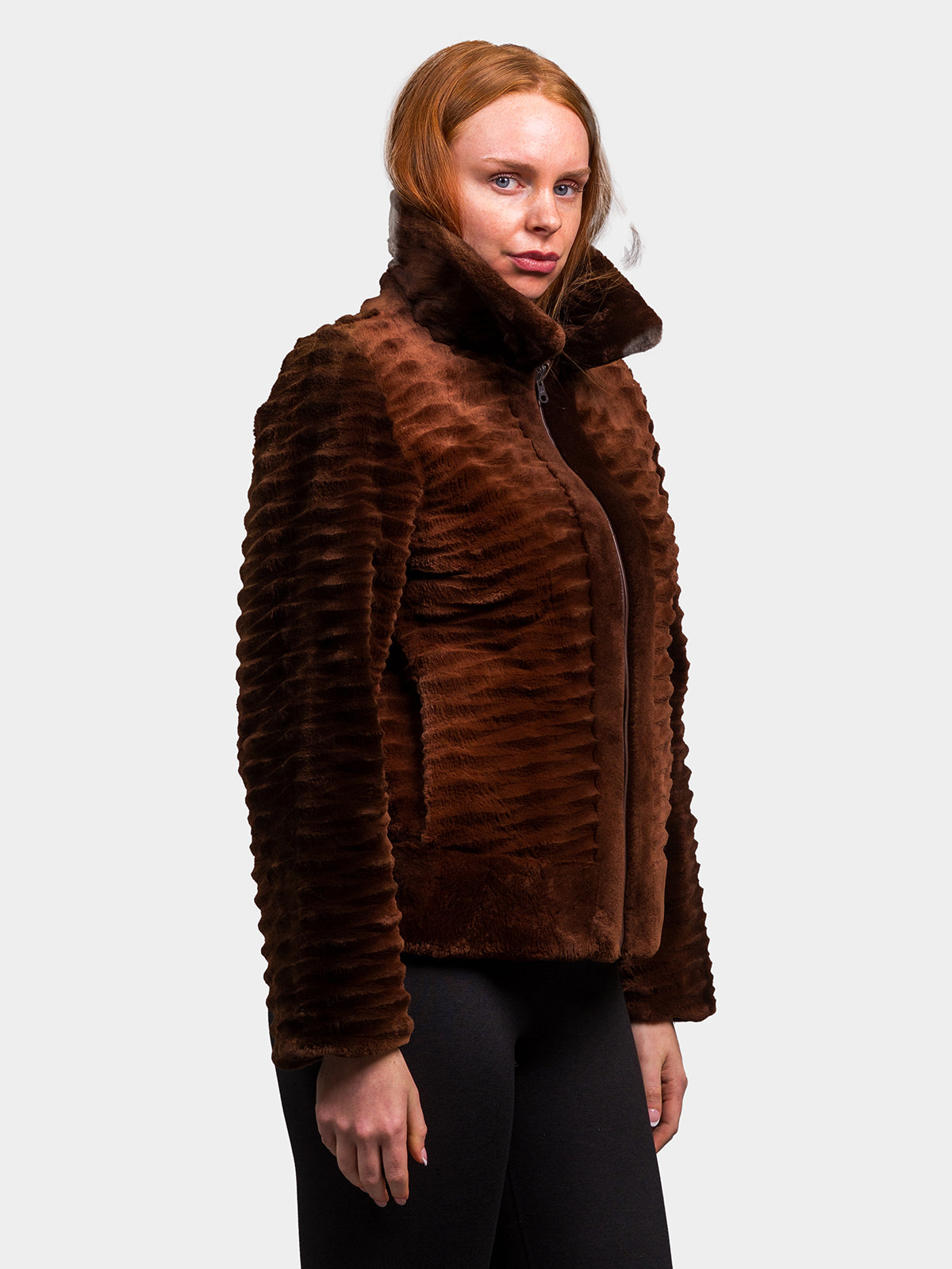 Women's Ombre Bark Carved Sheared Beaver Jacket