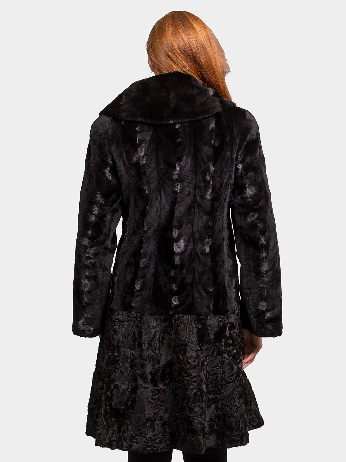 Women's Black Sculptured Mink and Karakul Stroller