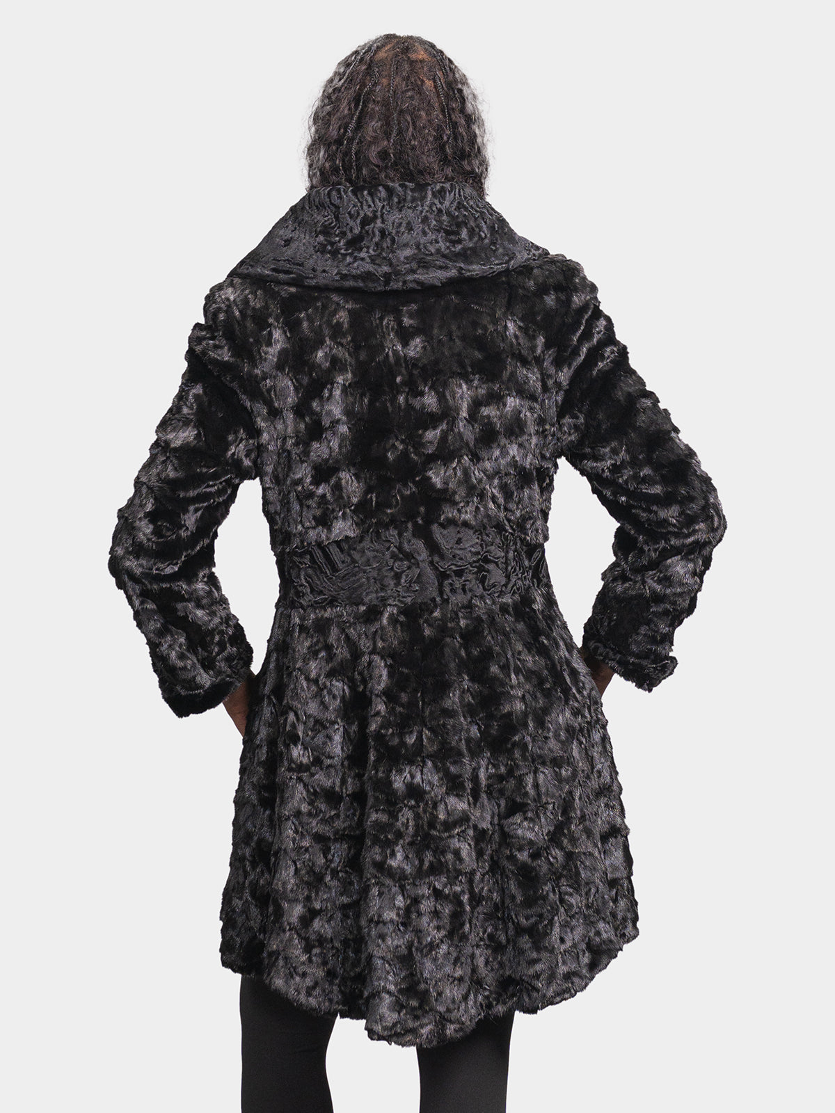 Women's Black Sculptured Mink and Karakul Stroller