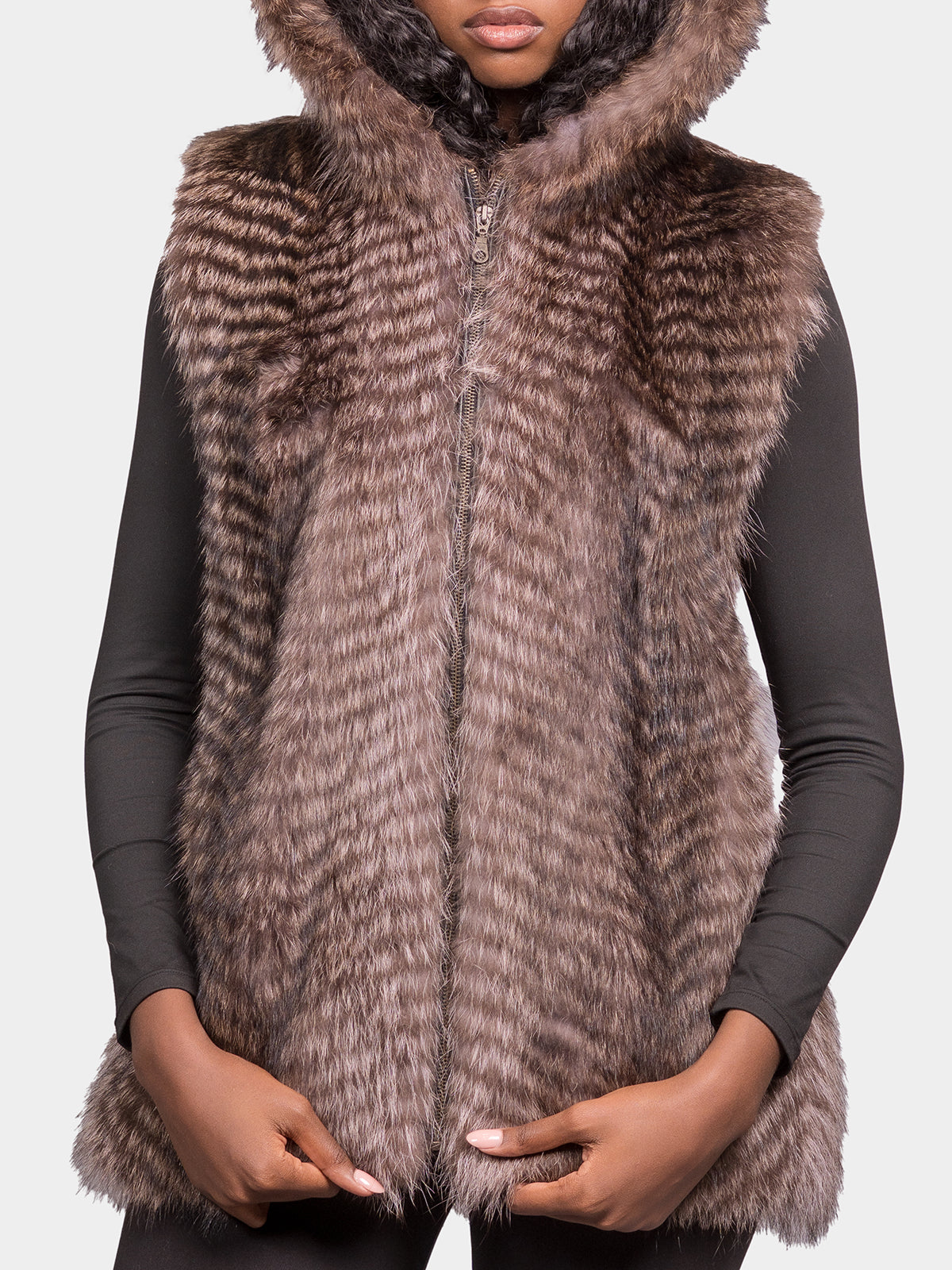 Women's Natural Raccoon Vest