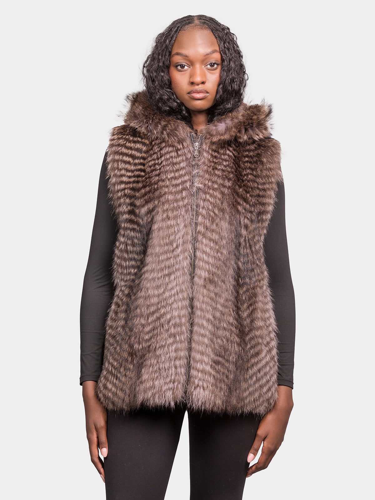Women's Natural Raccoon Vest