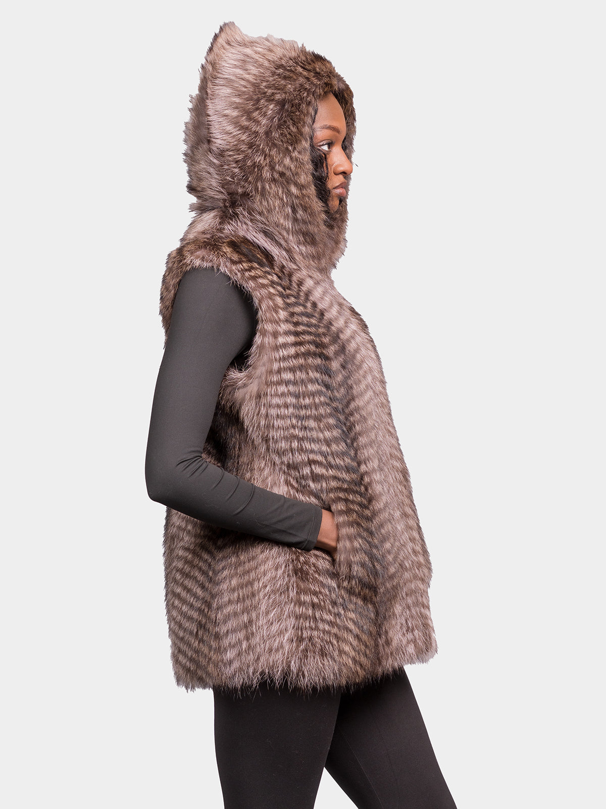 Women's Natural Raccoon Vest