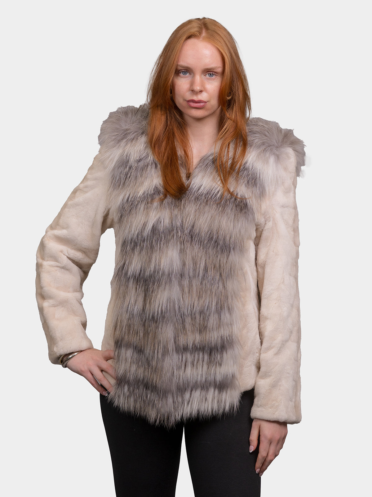 Women's Pearl Sculptured Mink Sections Jacket
