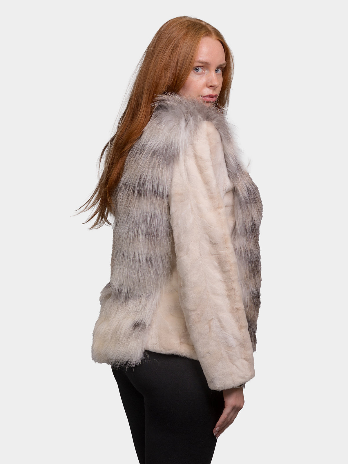 Women's Pearl Sculptured Mink Sections Jacket