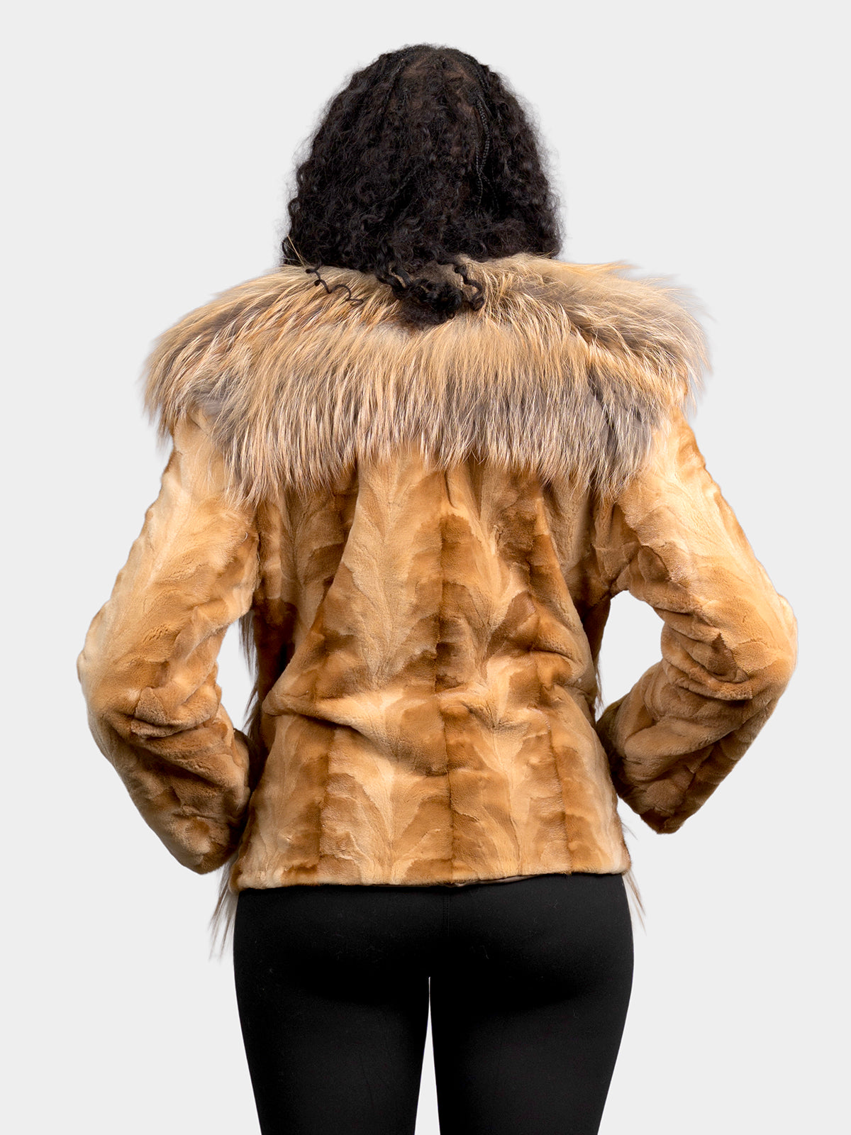 Women's Butterscotch Sheared Mink with Dyed to Match Finn Raccoon