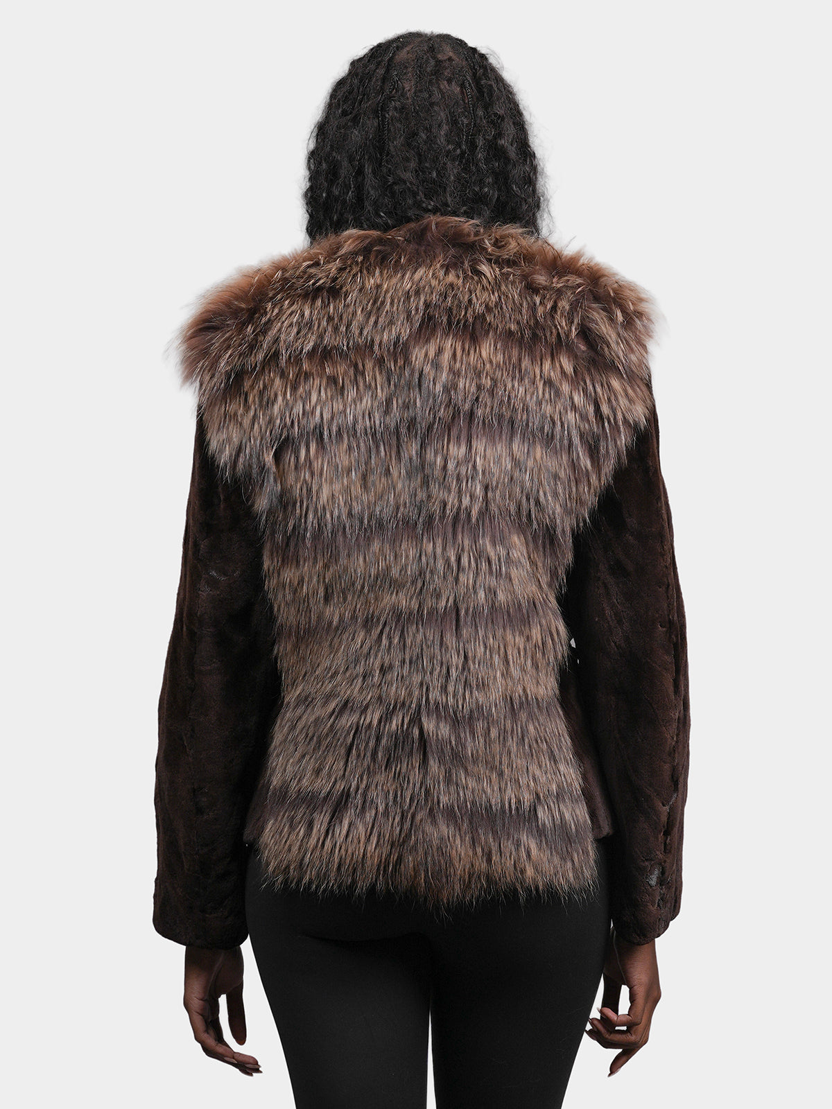 Women's Mahogany Sculptured Sheared Mink Jacket