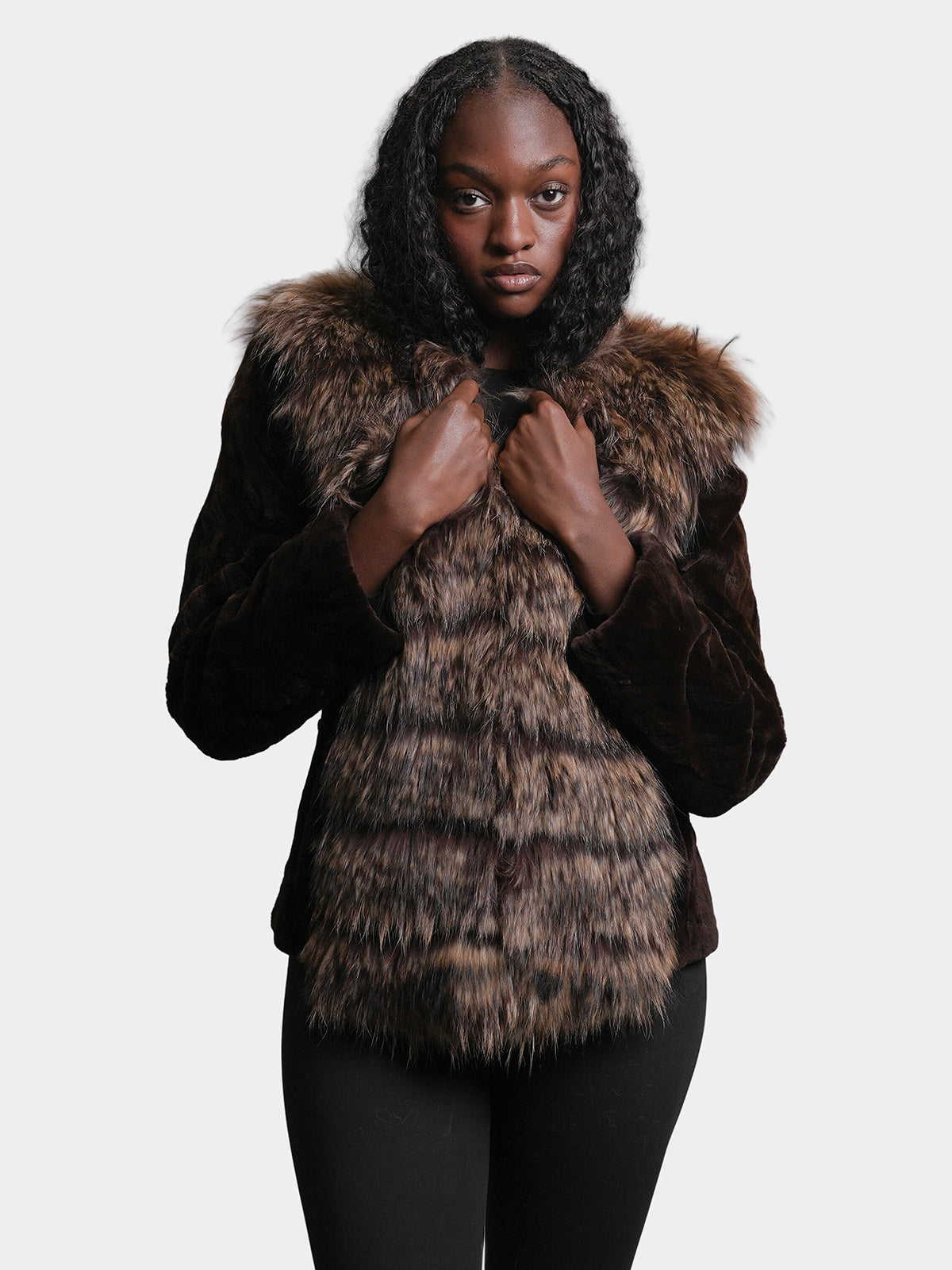 Women's Mahogany Sculptured Sheared Mink Jacket