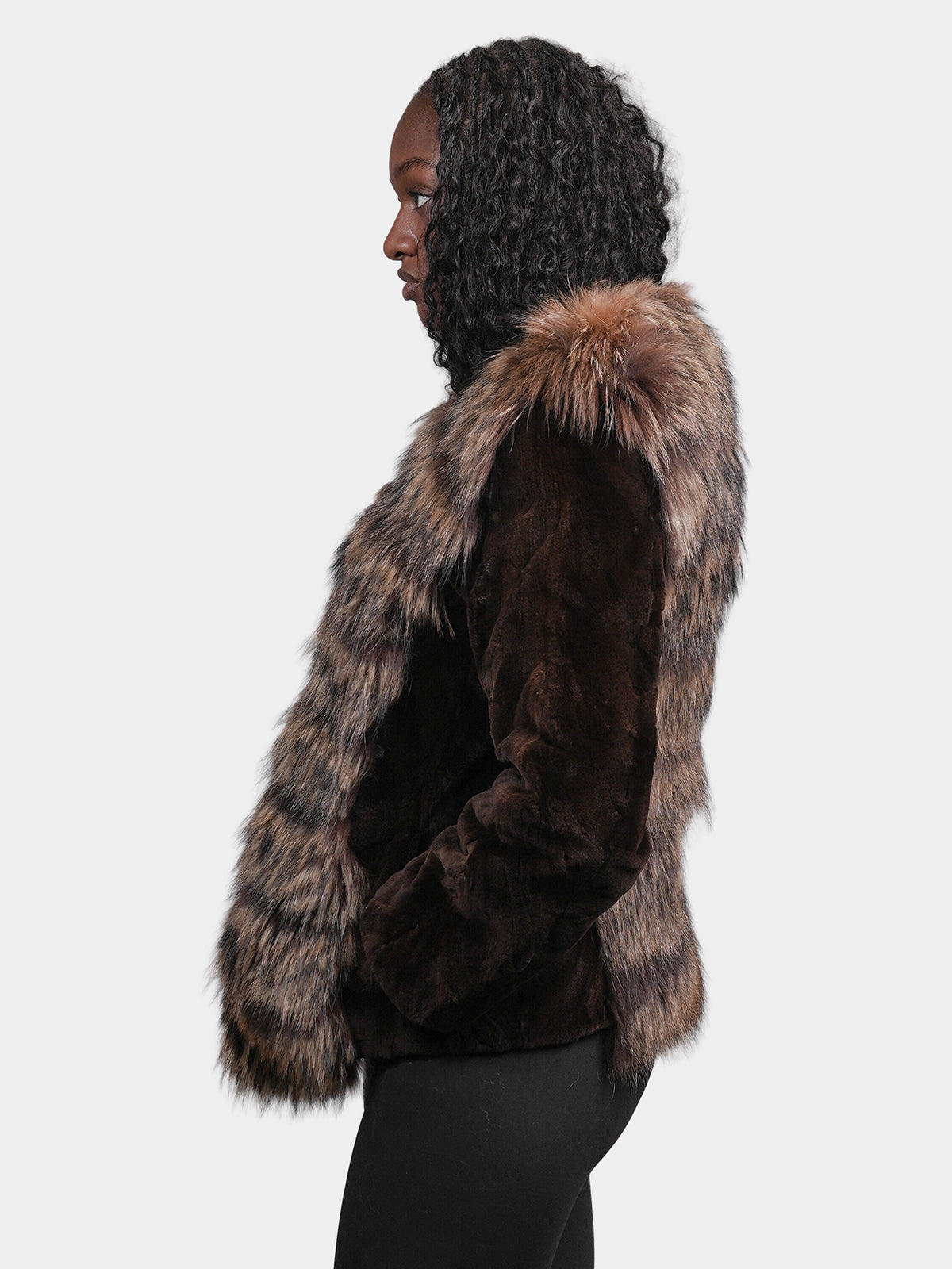 Women's Mahogany Sculptured Sheared Mink Jacket