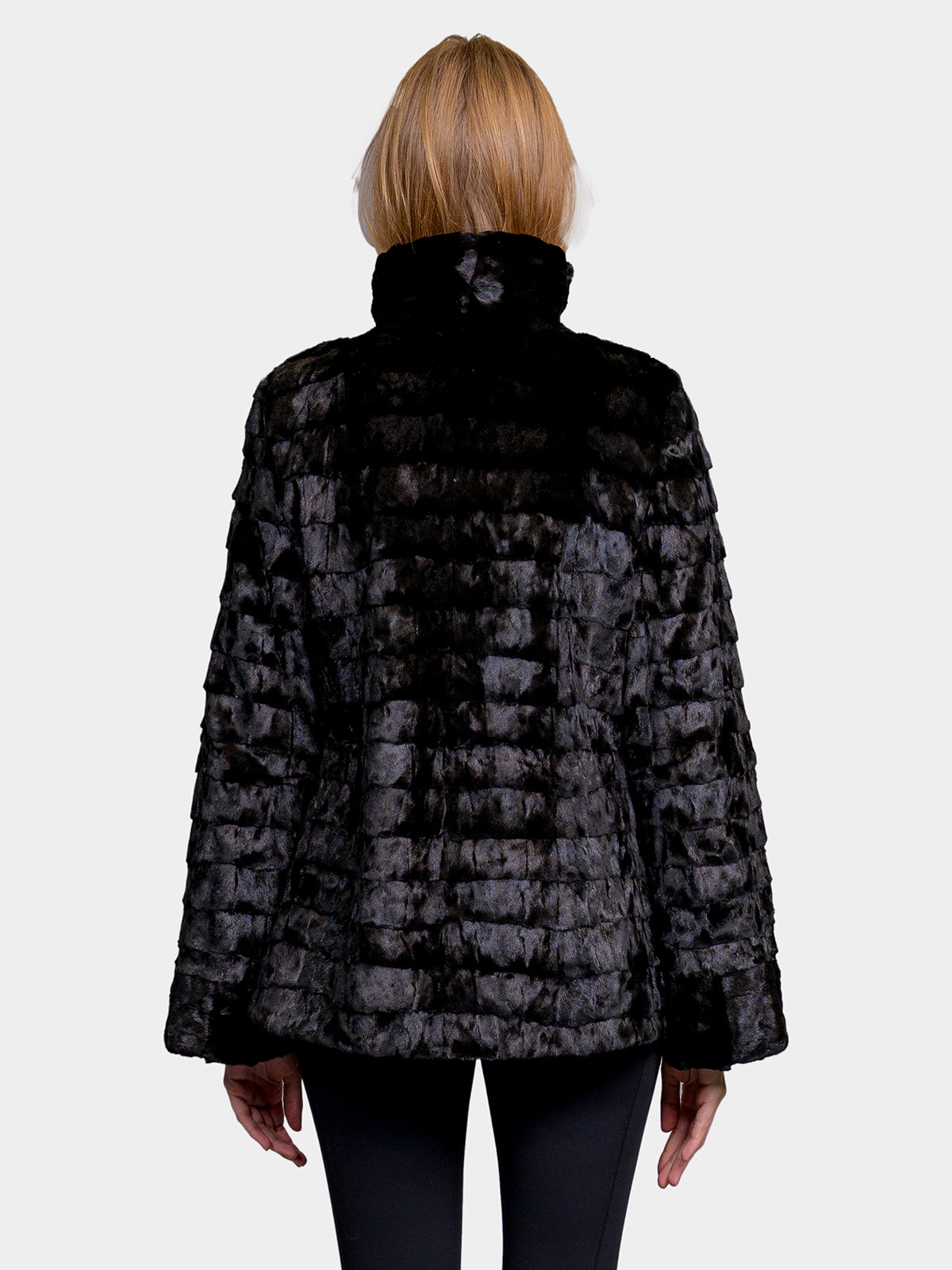 Women's Black Sculptured Sheared Mink Jacket