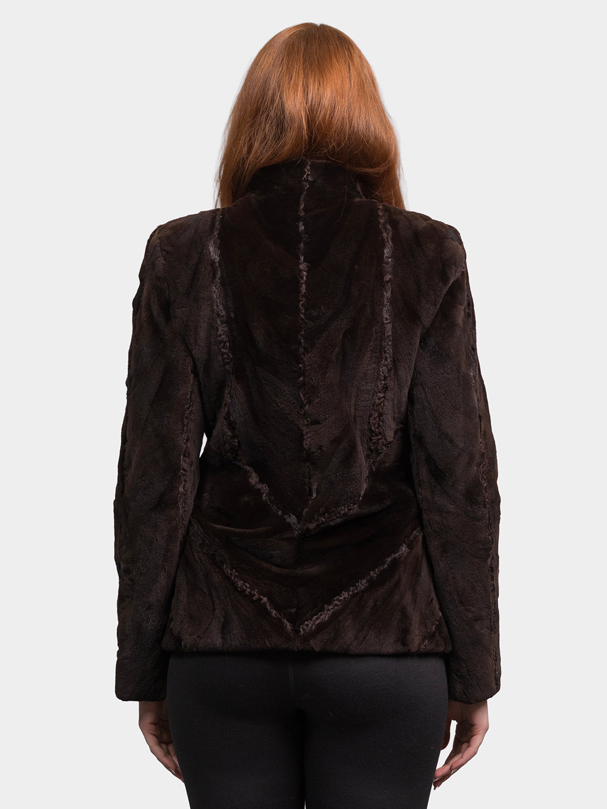 Women's Mahogany Sculptured Sheared Mink Jacket