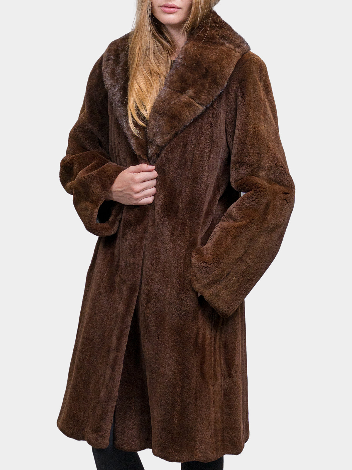 Women's Brown Plucked Mink Stroller