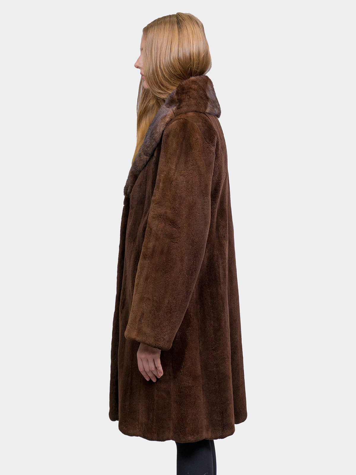 Women's Brown Plucked Mink Stroller