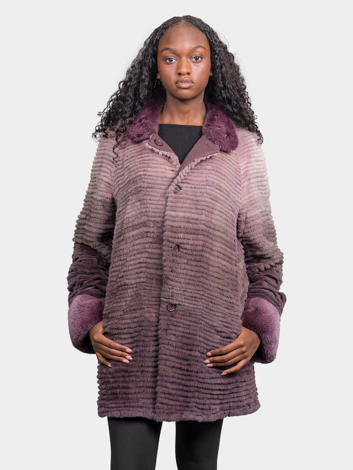 Women's Degrade Rose Sheared Mink Jacket