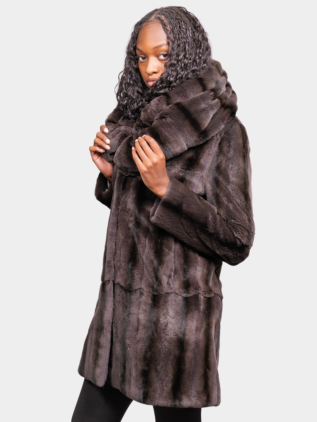 Women's Grey Sheared Mink Stroller