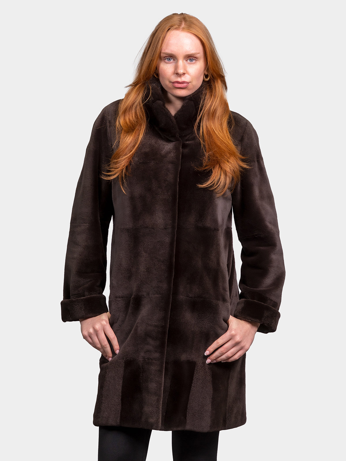 Women's Brown Sheared Mink Stroller