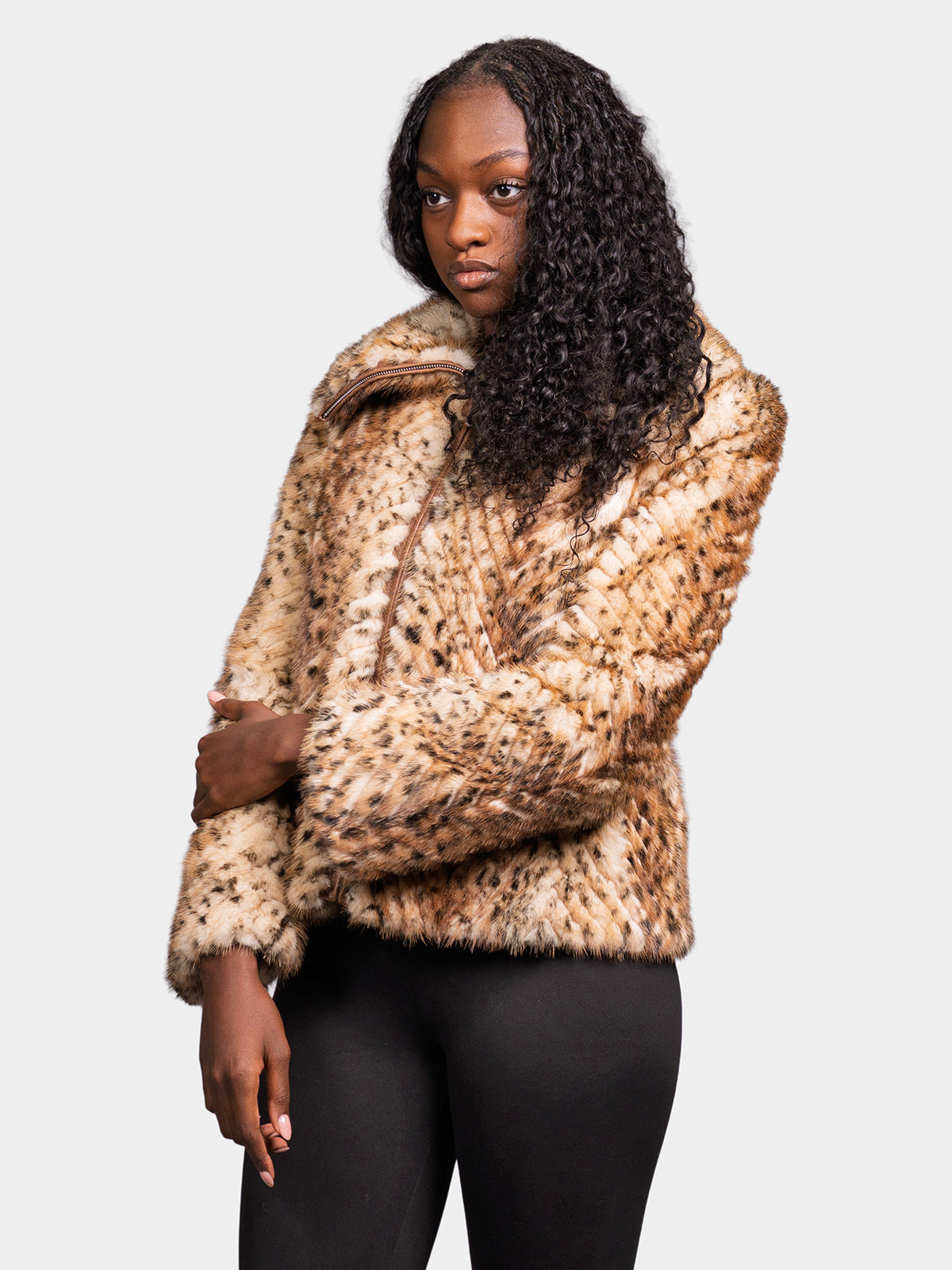 Women's Animal Print Blonde Mink Jacket