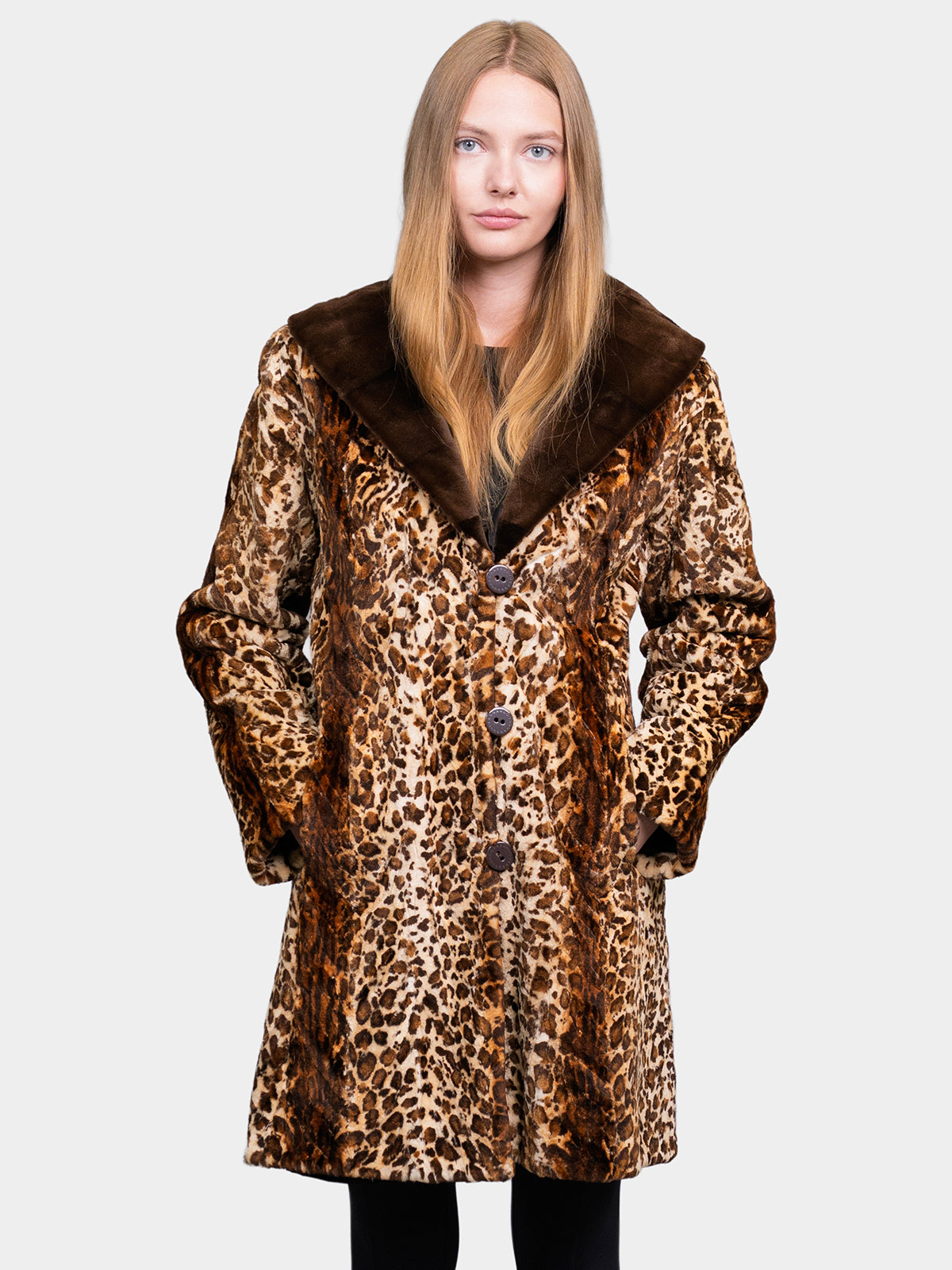Women's Animal Printed Demi Buff Sculptured Mink Stroller