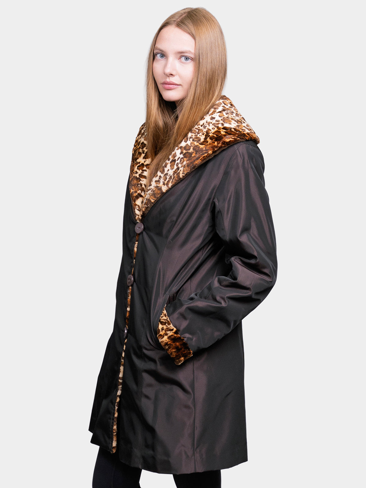 Women's Animal Printed Demi Buff Sculptured Mink Stroller