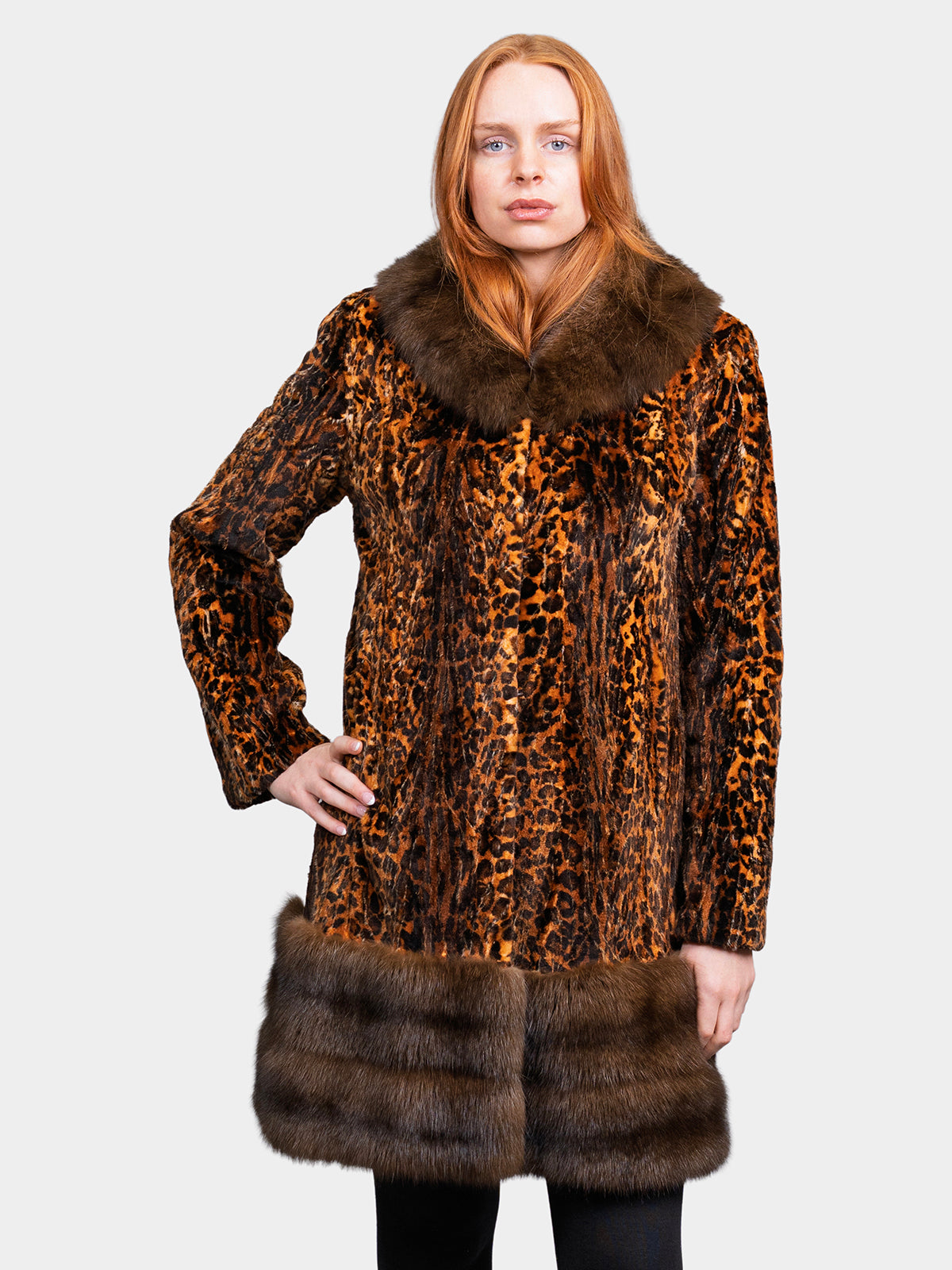 Women's Animal Print Micro Sheared Mink Stroller