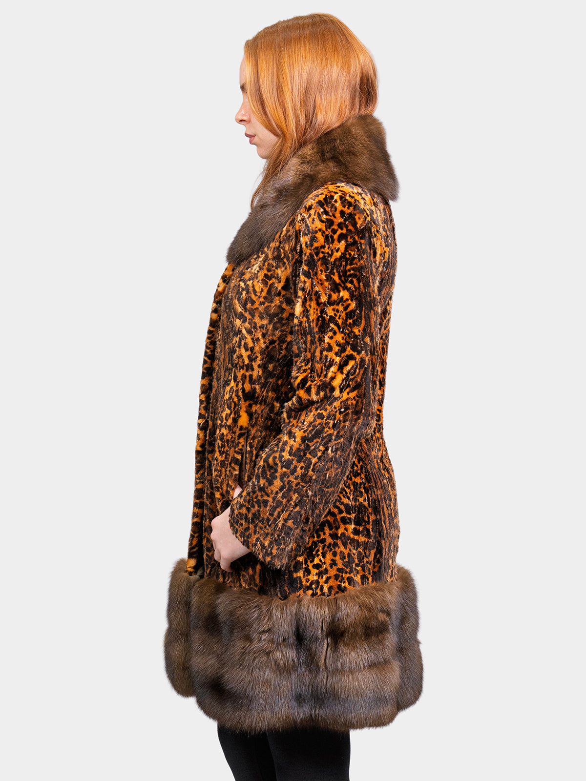 Women's Animal Print Micro Sheared Mink Stroller