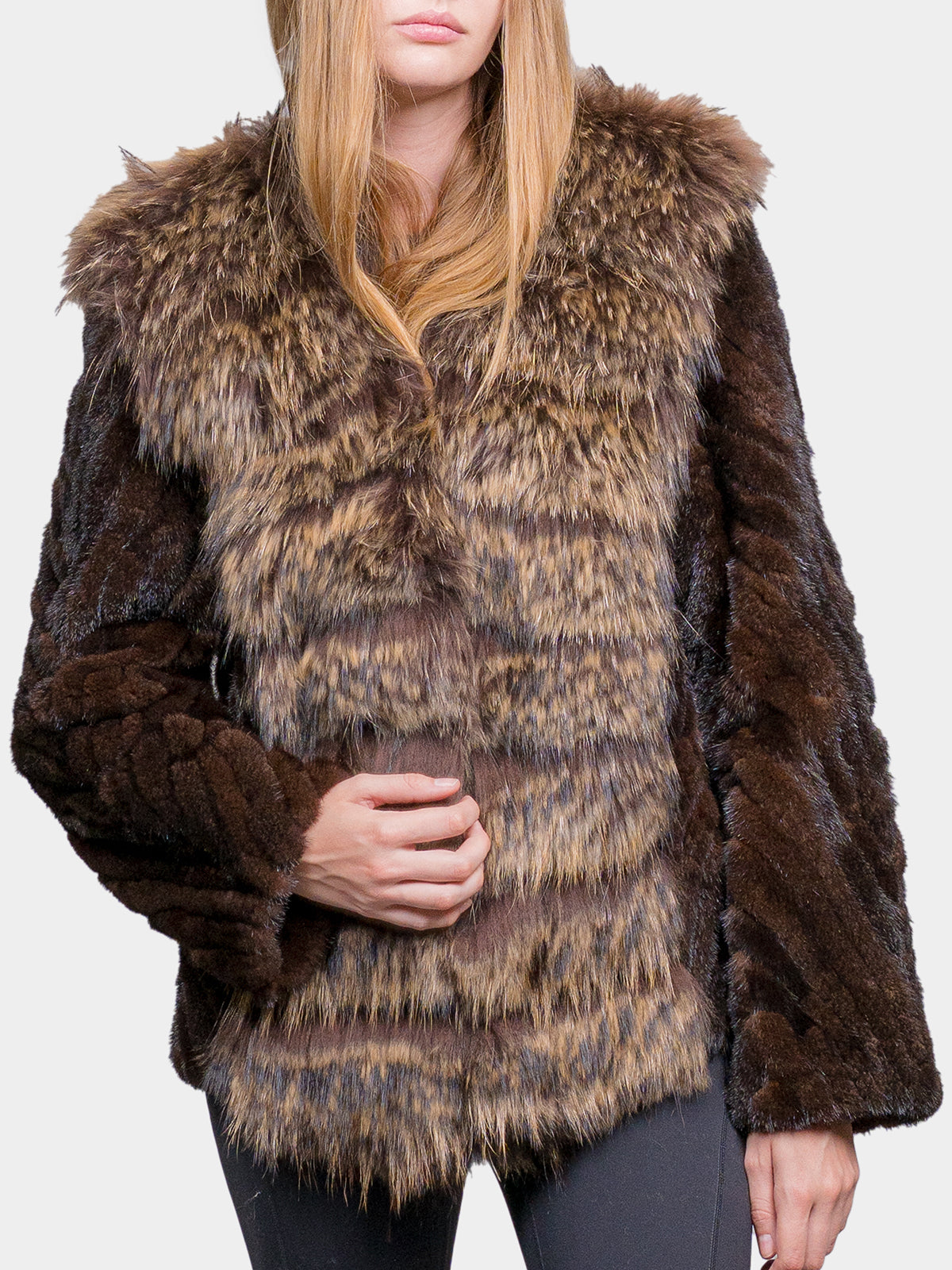 Women's Demi Buff Chevron Mink Jacket