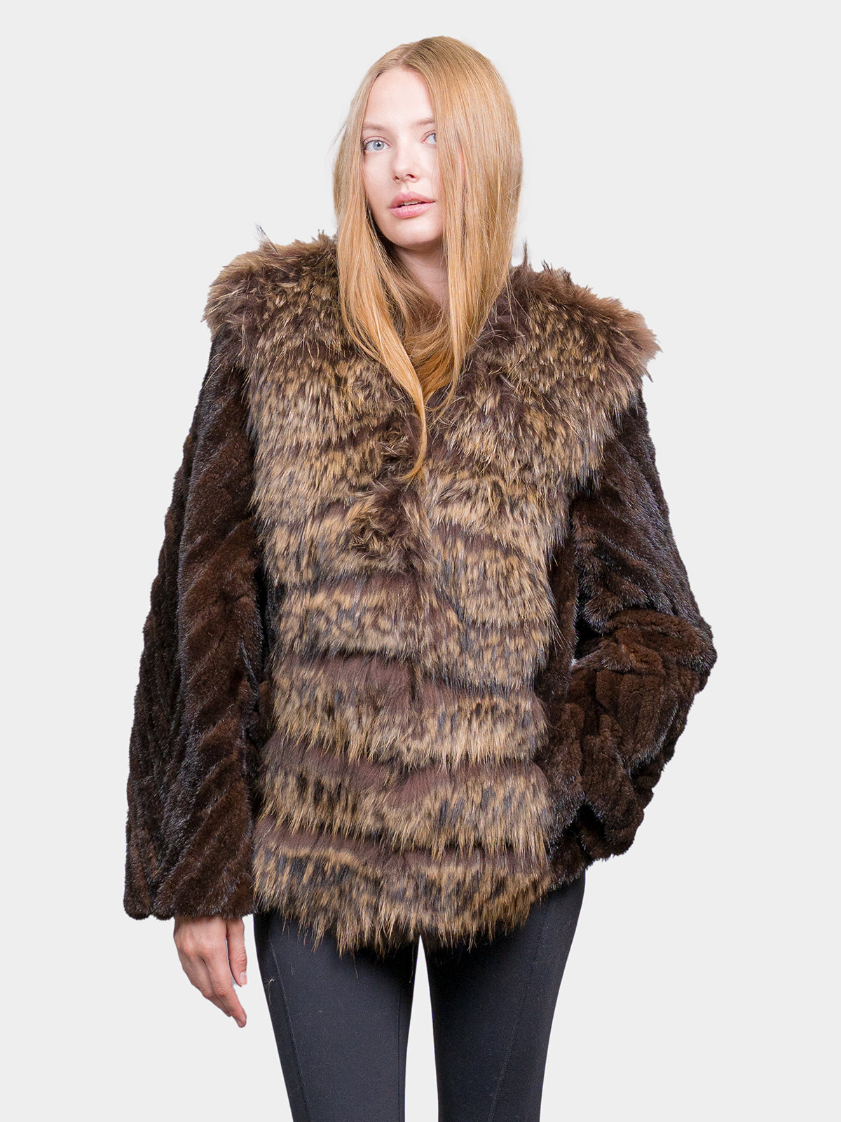 Women's Demi Buff Chevron Mink Jacket
