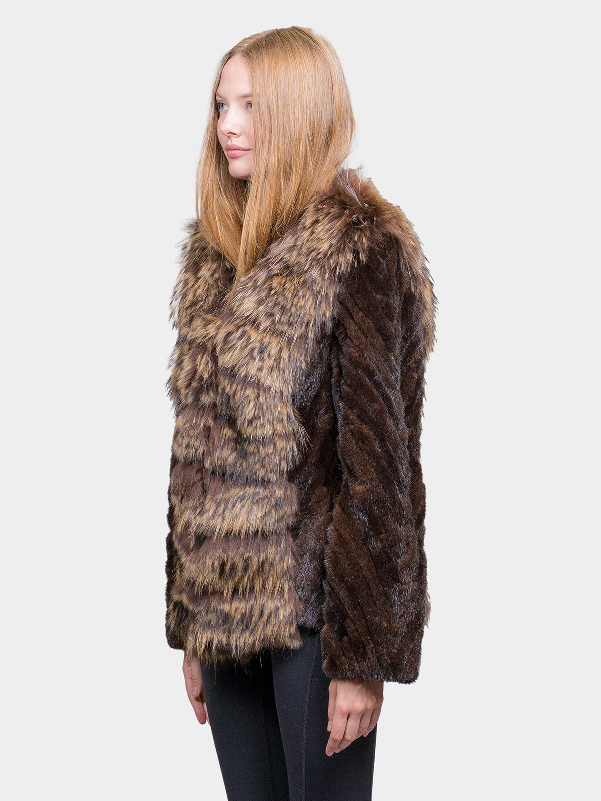 Women's Demi Buff Chevron Mink Jacket