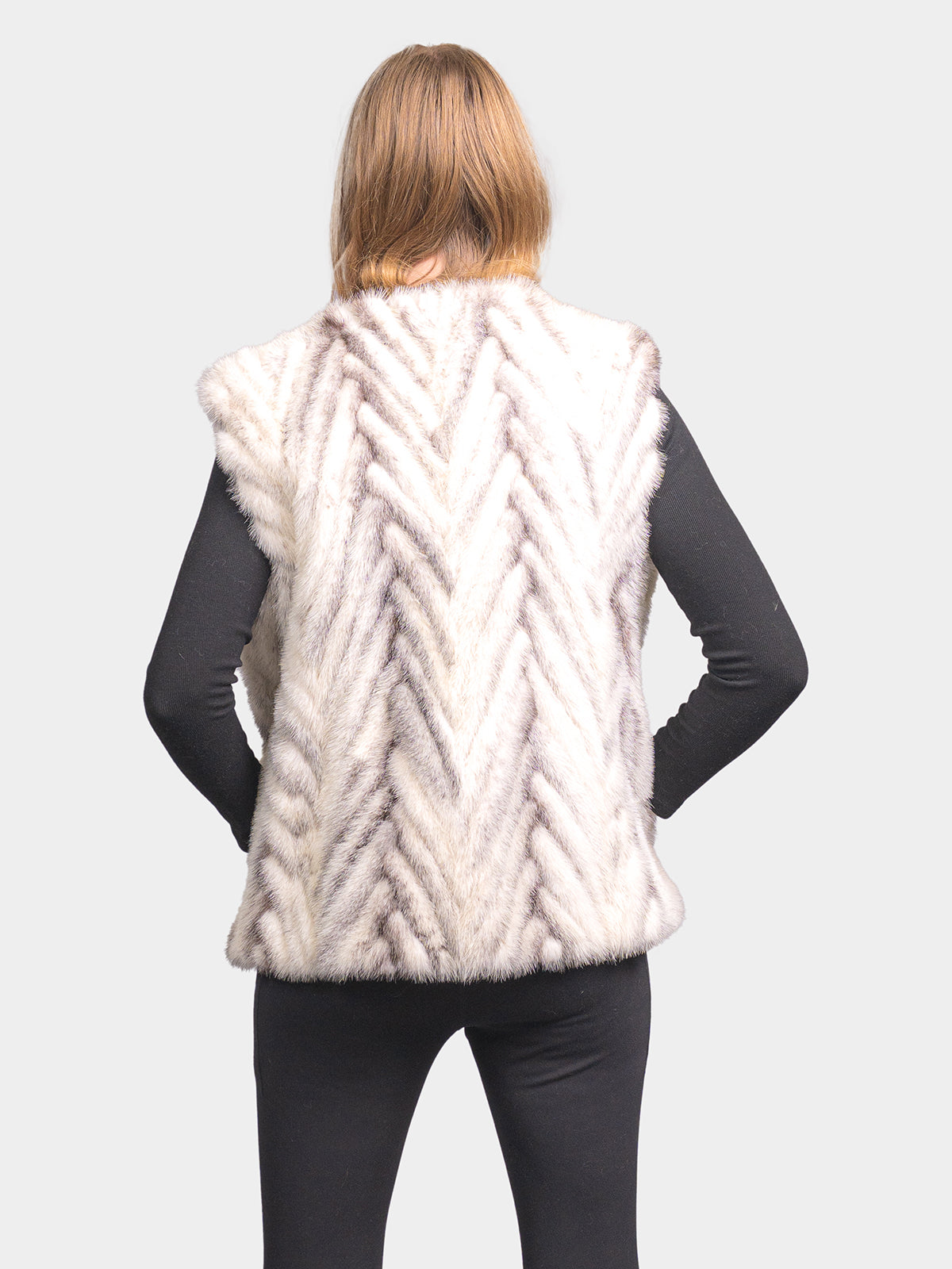 Women's Chevron Cross Mink Vest